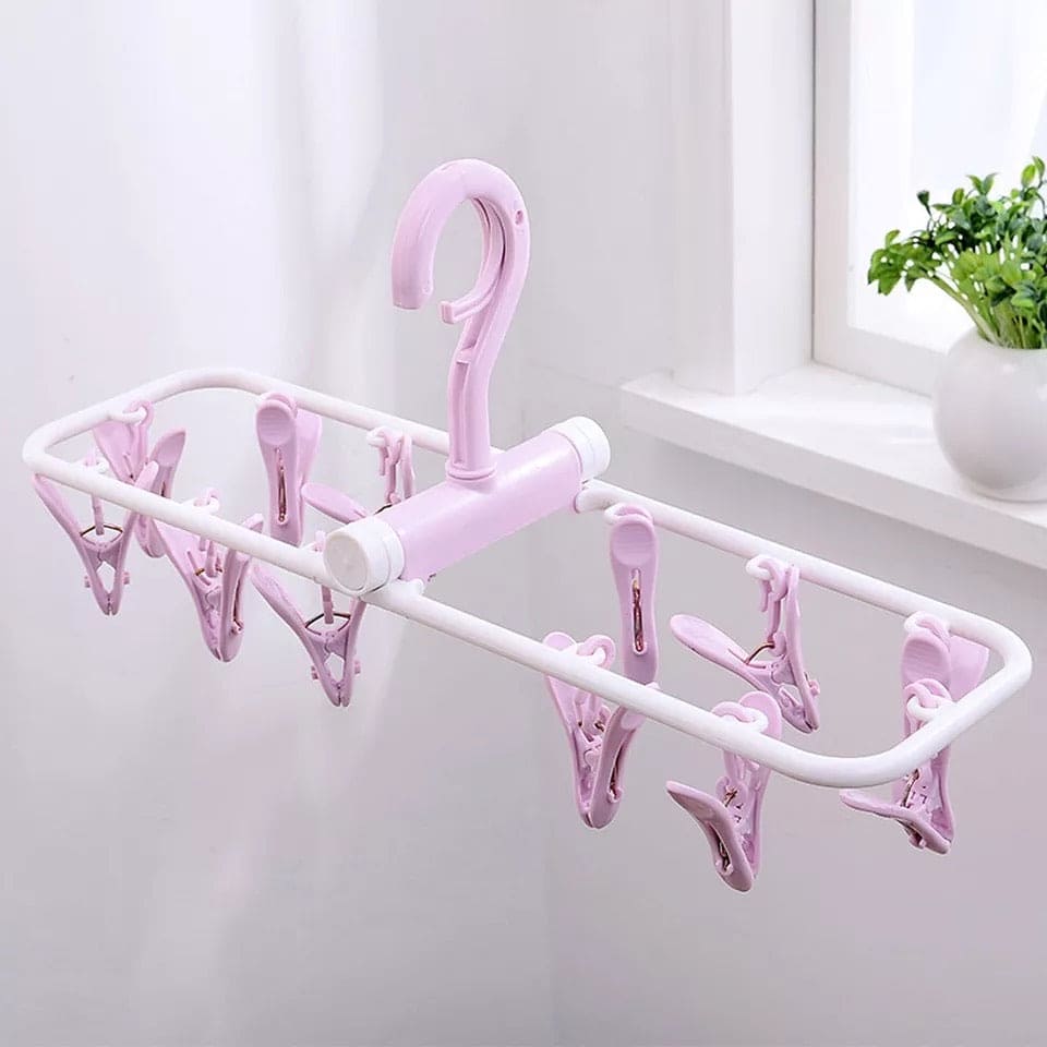 12 Clip Folding Drying Rack, Multifunctional Foldable Drying Hanger, Socks & Clothes Clamps Dryer 12 Clip Folding Drying Rack, Multifunctional Foldable Drying Hanger, Socks & Clothes Clamps Dryer